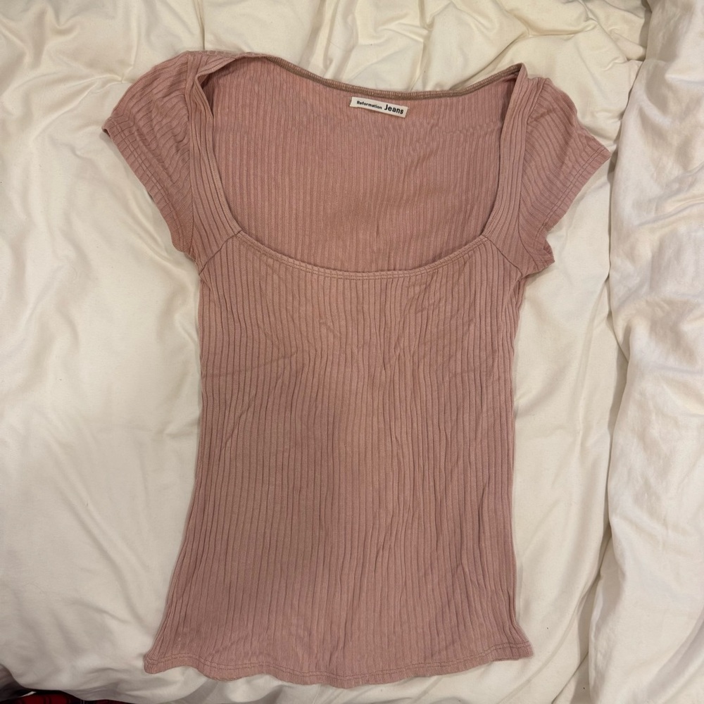 Reformation Bardot Ribbed Top